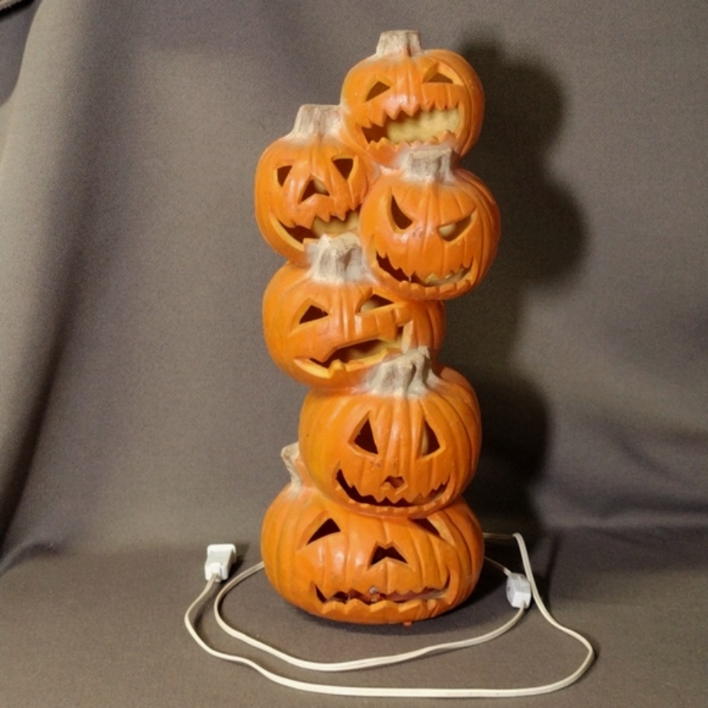 Vintage 18" Lighted Pumpkin Stack